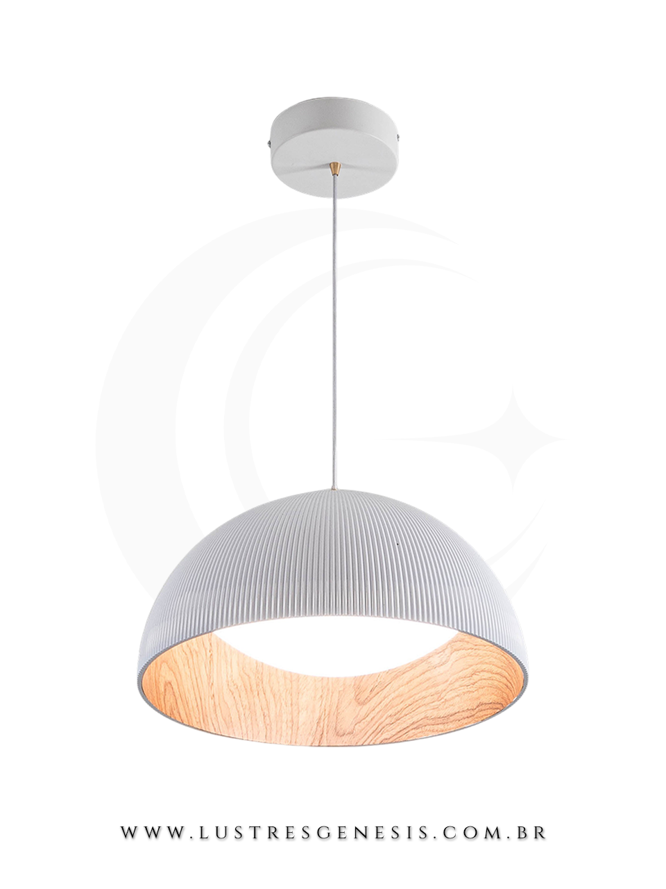 Lustre Pendente LED Branco Acrilico 40cm Bivolt para Quarto, Sala de Estar, Jantar e cozinha